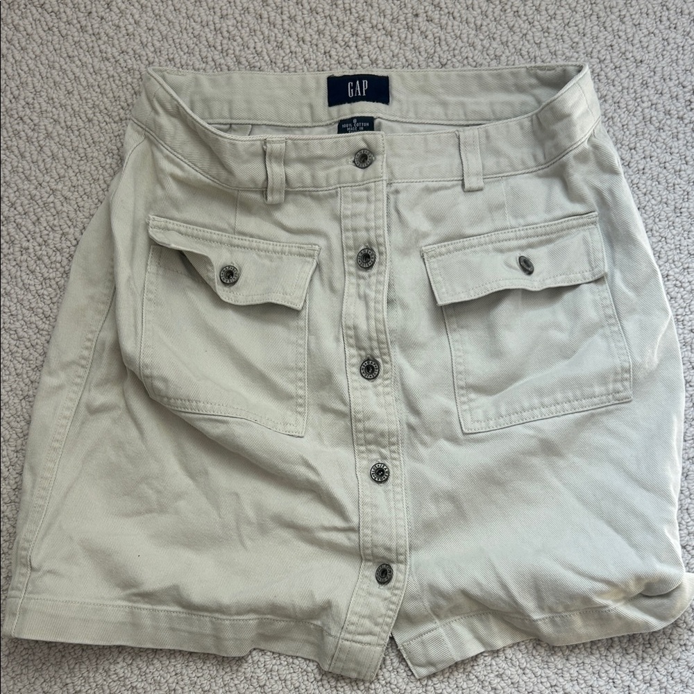 GAP Cream Button-Front Cargo Skirt 8